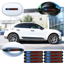 Brand New 8PCS Ford Racing Real Carbon Fiber Black Car Trunk Side Fenders Door Badge Scratch Guard Sticker