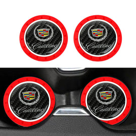 Brand New 2PCS Cadillac Real Carbon Fiber Car Cup Holder Pad Water Cup Slot Non-Slip Mat Universal