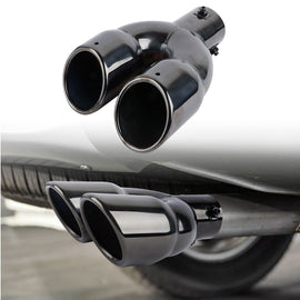Brand New Universal Dual Gunmetal Round Shaped Stainless Steel Car Exhaust Pipe Muffler Tip Trim Straight
