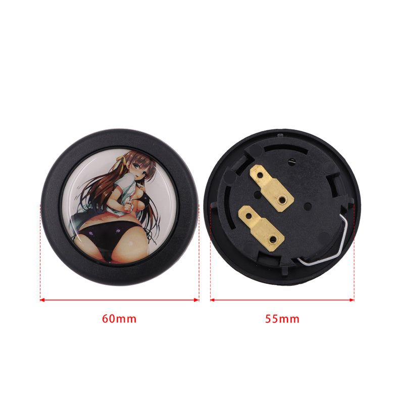 Brand New Universal Anime Hentai Car Horn Button Black Steering Wheel Center Cap