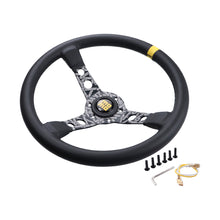 Load image into Gallery viewer, Brand New 350mm 14&quot; Deep Dish Racing Momo Black Steering Wheel PVC Leather Black Spoke