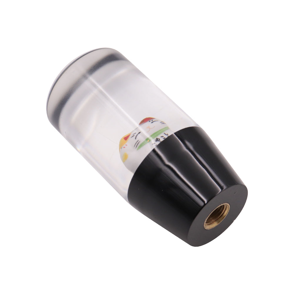 Brand New 1PCS Universal 9CM JDM Clear Fortune Cat Manual Car Black Base Racing Stick Shift Knob M8 M10 M12