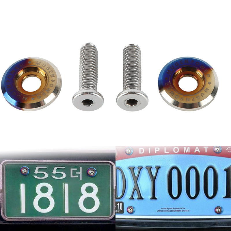 Mugen Silver Aluminum License Plate Frame Bolts / Screws – 2-Piece Set, Universal