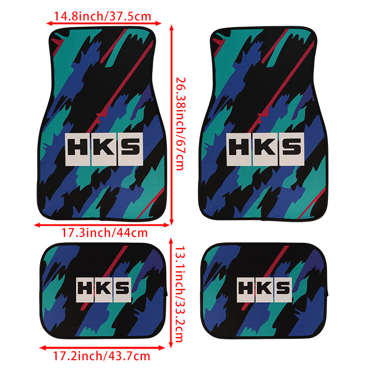 Brand New 4PCS UNIVERSAL HKS Racing Fabric Car Floor Mats Interior Carpets