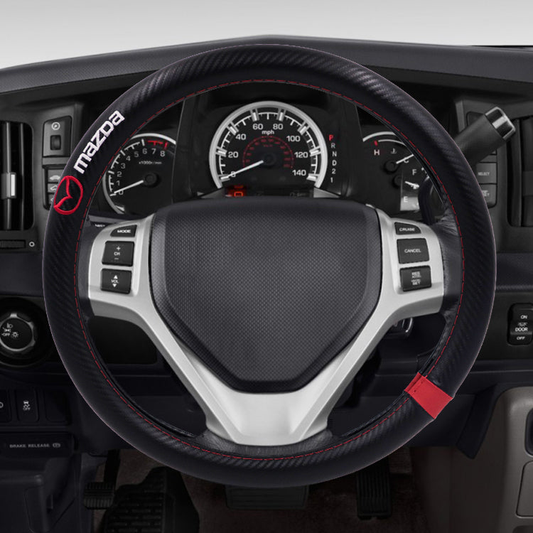 BRAND NEW MAZDA 15" Diameter Car Steering Wheel Cover Carbon Fiber Style Look