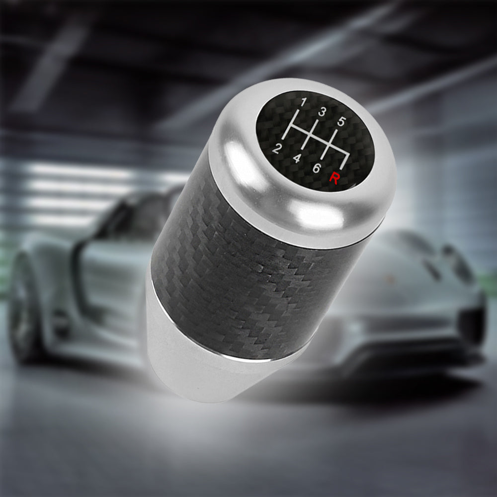 Brand New Universal 6 SPEED Silver Real Carbon Fiber Racing Gear Stick Shift Knob For MT Manual M12 M10 M8