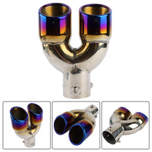 Load image into Gallery viewer, Brand New Universal Dual Burnt Blue Round Shaped Stainless Steel Car Exhaust Pipe Muffler Tip Trim Straight