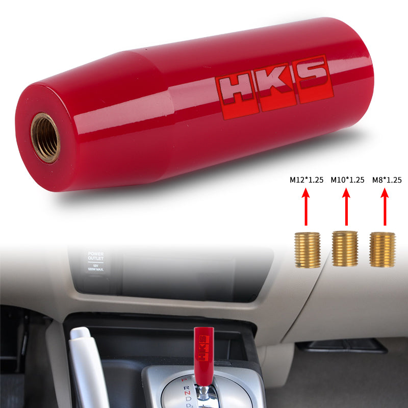 Brand New 12CM Universal HKS Glossy Red Long Stick Manual Car Gear Shift Knob Shifter M8 M10 M12