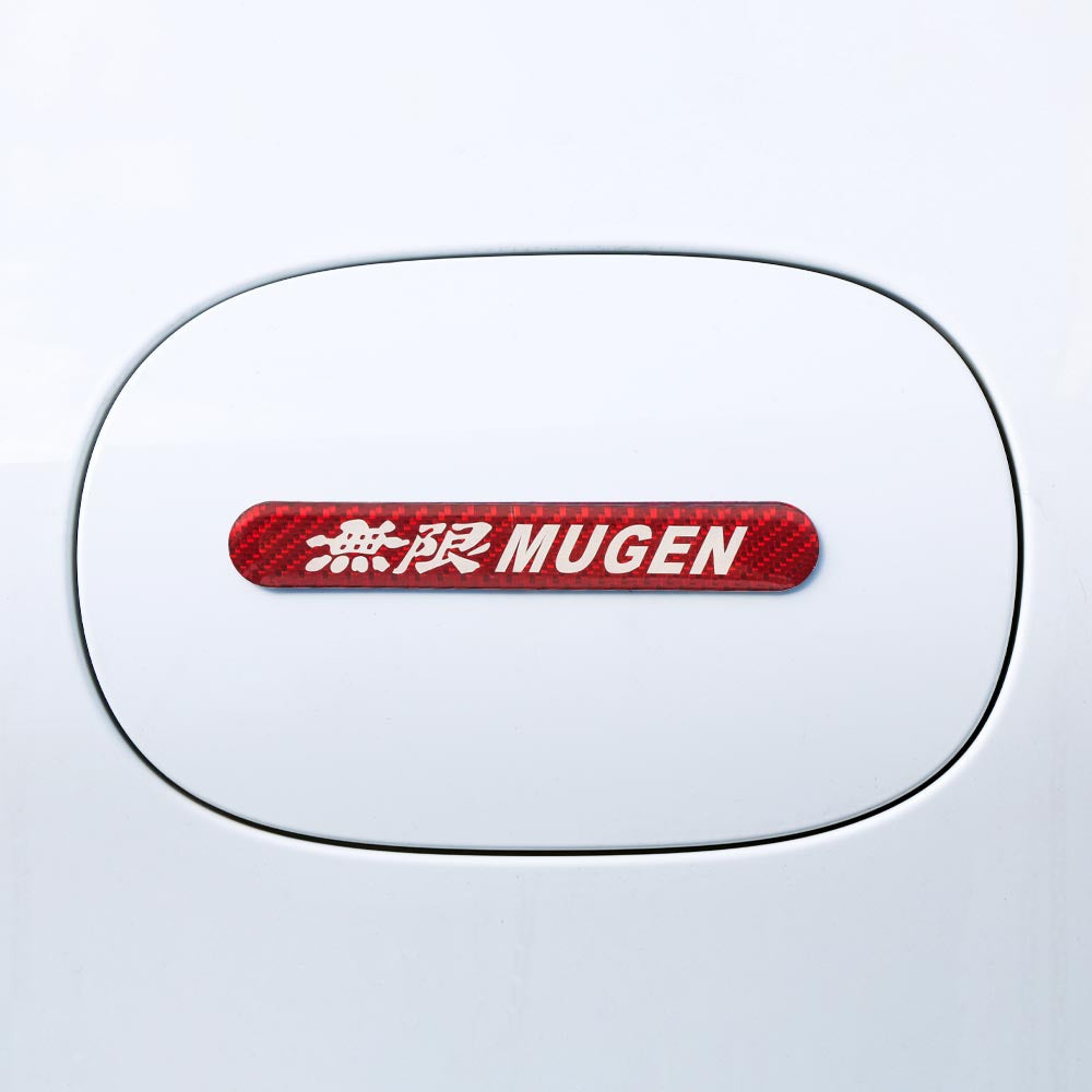 Brand New 2PCS Mugen Real Carbon Fiber Red Car Trunk Side Fenders Door Badge Scratch Guard Sticker