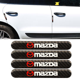 Brand New 4PCS Mazda Real Carbon Fiber Black Car Trunk Side Fenders Door Badge Scratch Guard Sticker
