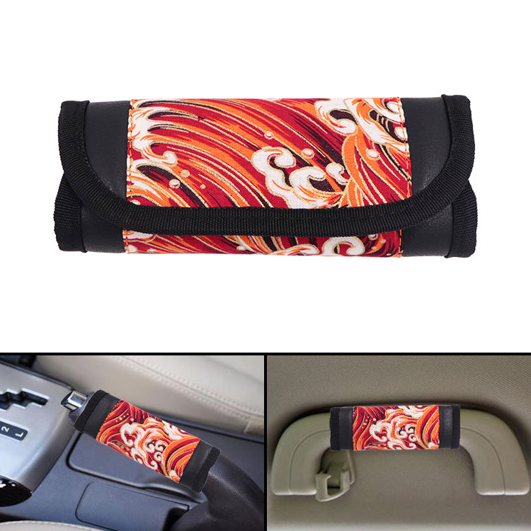 Brand New JDM Sakura Wave Red Universal Car Handbrake PU Leather Sleeves Cover Kit