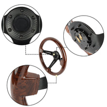 Load image into Gallery viewer, Brand New 350mm 14&quot; Universal JDM Deep Dish Dark Wood ABS Racing Steering Wheel Black Spoke