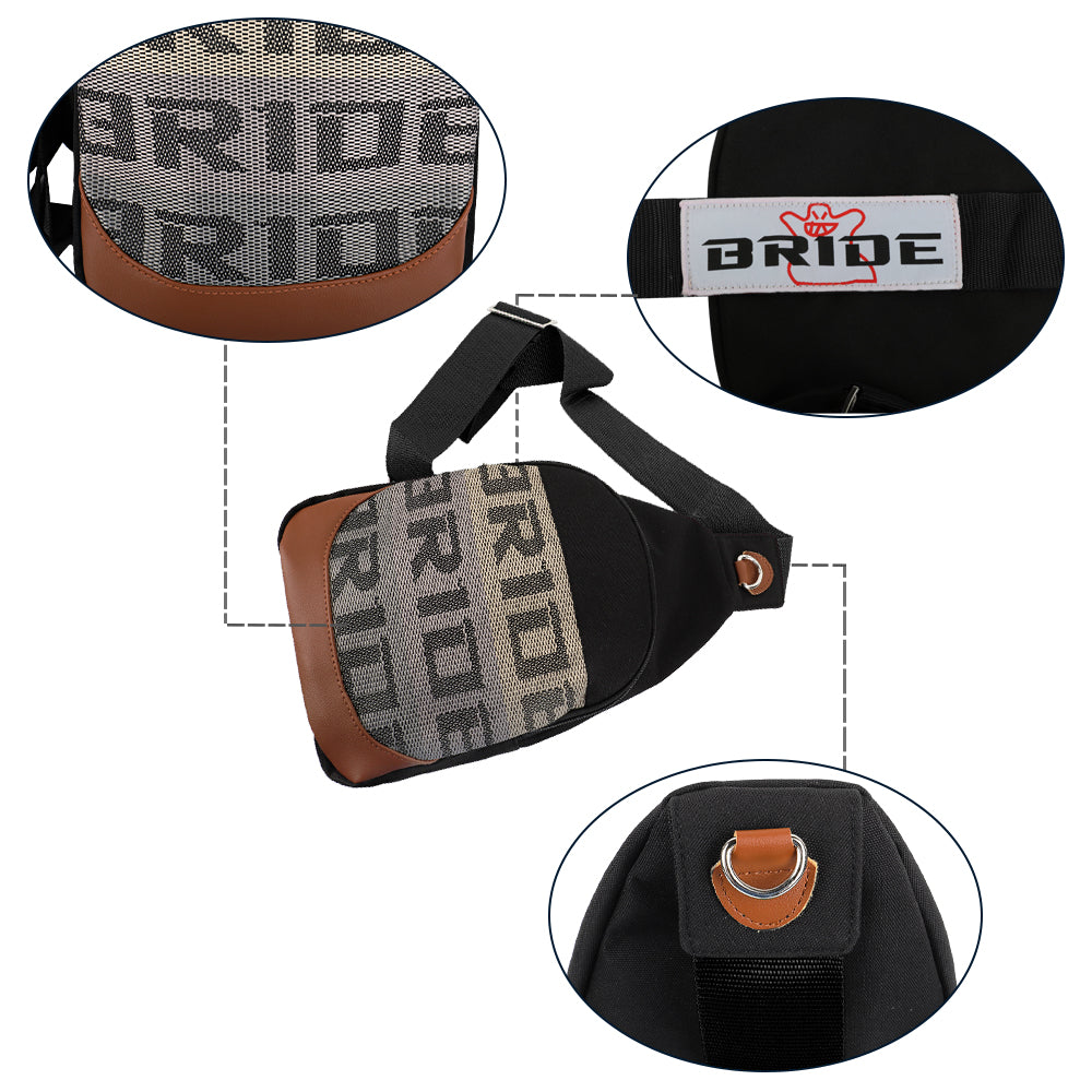 Brand New JDM BRIDE Black Backpack Molle Tactical Sling Chest Pack Shoulder Waist Messenger Bag