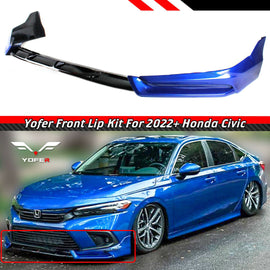 BRAND NEW 3PCS 2022-2024 Honda Civic 11th Gen Yofer Painted Blue Bumper Lip Splitter Kit