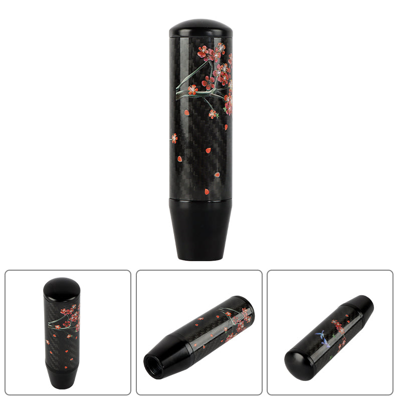 Brand New 13CM Universal Sakura Flower Black Carbon Fiber Manual Gear Stick Shift Knob Lever Shifter M12 M10 M8