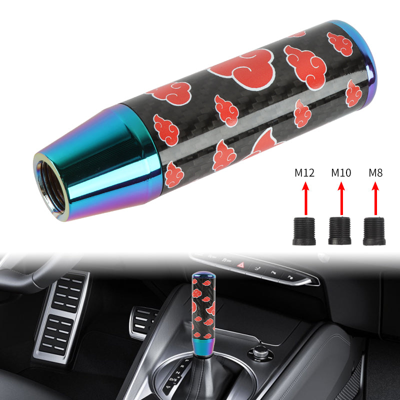 Brand New 13CM Universal Naruto Akatsuki Cloud Neo Chrome Carbon Fiber Manual Gear Stick Shift Knob Lever Shifter M12 M10 M8