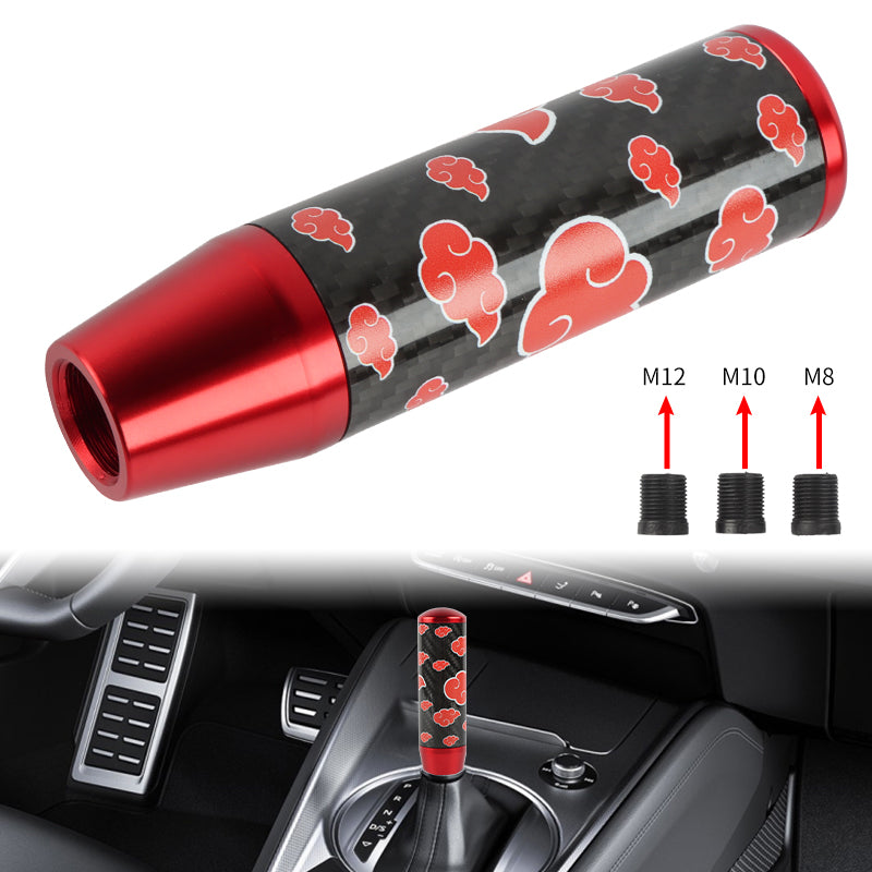 Brand New 13CM Universal Naruto Akatsuki Cloud Red Carbon Fiber Manual Gear Stick Shift Knob Lever Shifter M12 M10 M8