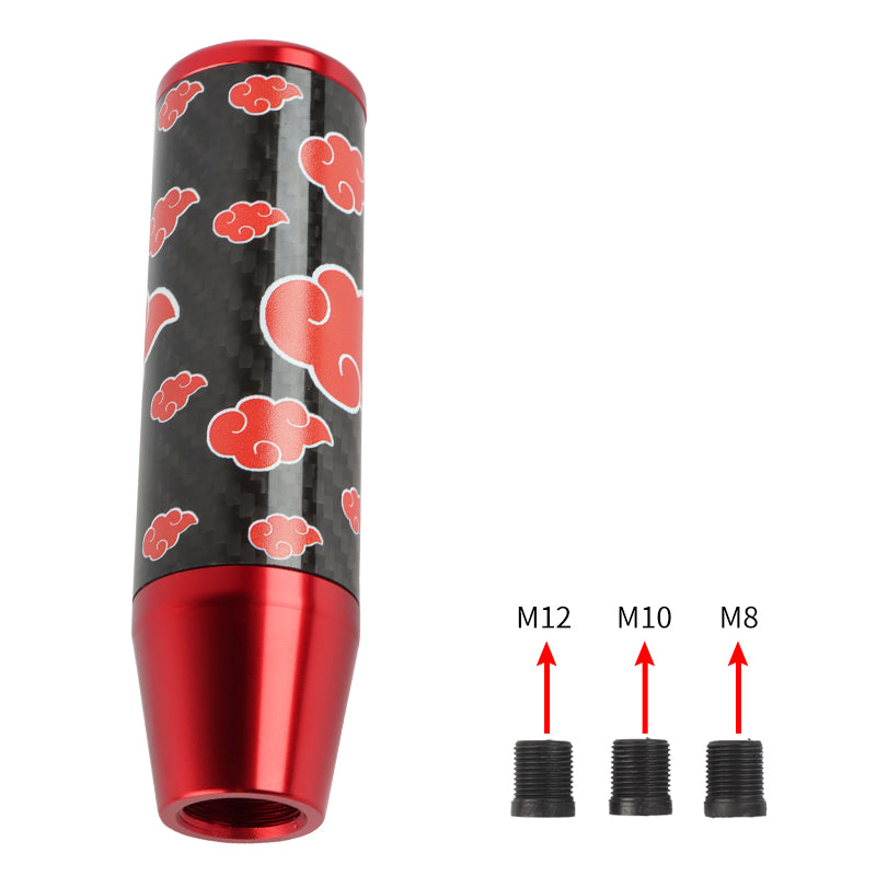 Brand New 13CM Universal Naruto Akatsuki Cloud Red Carbon Fiber Manual Gear Stick Shift Knob Lever Shifter M12 M10 M8