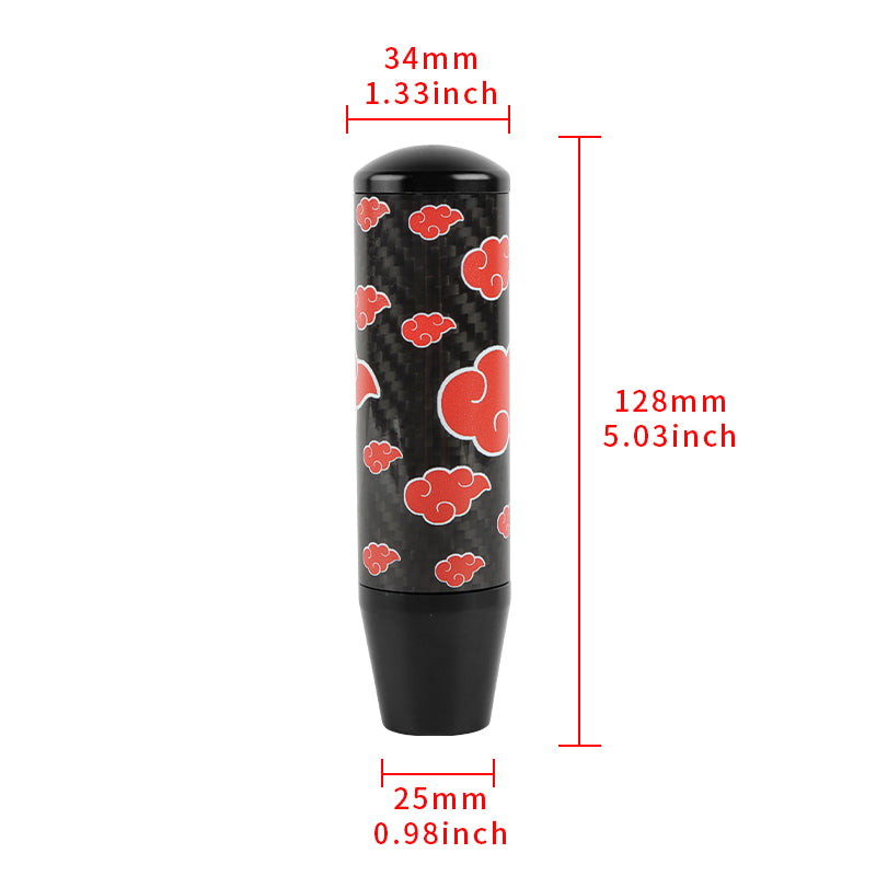 Brand New 13CM Universal Naruto Akatsuki Cloud Black Carbon Fiber Manual Gear Stick Shift Knob Lever Shifter M12 M10 M8