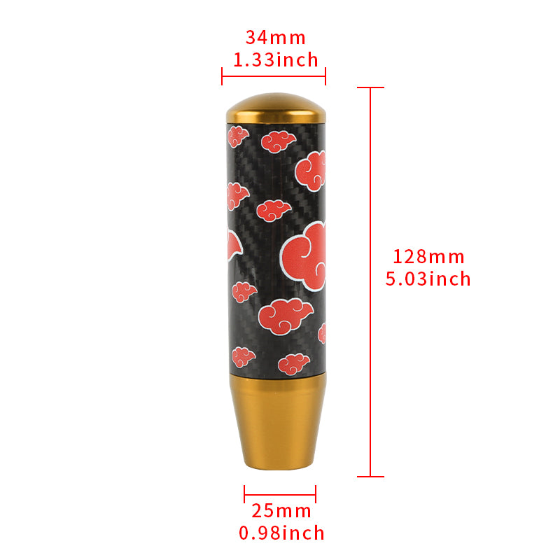 Brand New 13CM Universal Naruto Akatsuki Cloud Gold Carbon Fiber Manual Gear Stick Shift Knob Lever Shifter M12 M10 M8