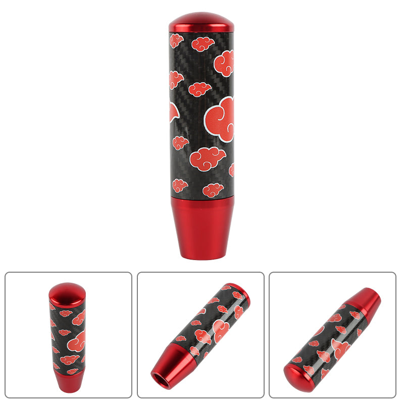 Brand New 13CM Universal Naruto Akatsuki Cloud Red Carbon Fiber Manual Gear Stick Shift Knob Lever Shifter M12 M10 M8