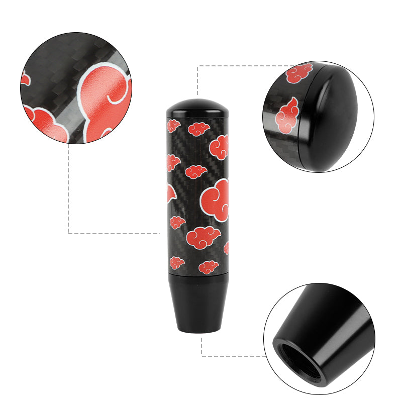 Brand New 13CM Universal Naruto Akatsuki Cloud Black Carbon Fiber Manual Gear Stick Shift Knob Lever Shifter M12 M10 M8