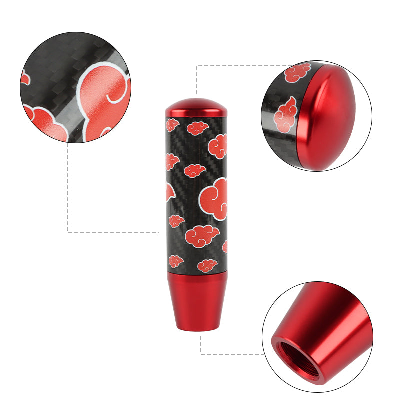 Brand New 13CM Universal Naruto Akatsuki Cloud Red Carbon Fiber Manual Gear Stick Shift Knob Lever Shifter M12 M10 M8