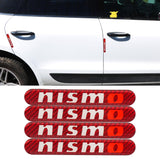 Brand New 4PCS Nismo Real Carbon Fiber Red Car Trunk Side Fenders Door Badge Scratch Guard Sticker