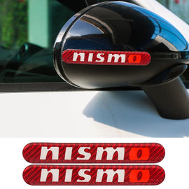 Brand New 2PCS Nismo Real Carbon Fiber Red Car Trunk Side Fenders Door Badge Scratch Guard Sticker