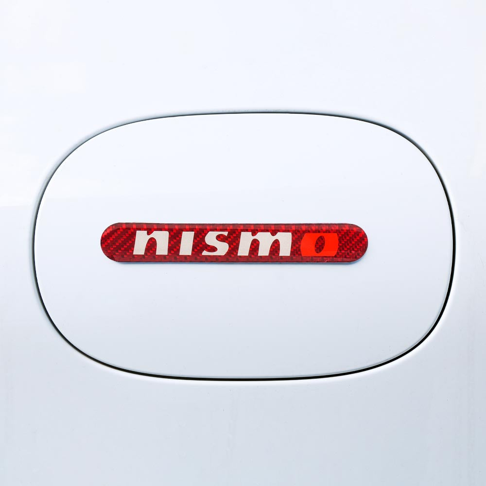 Brand New 8PCS Nismo Real Carbon Fiber Red Car Trunk Side Fenders Door Badge Scratch Guard Sticker