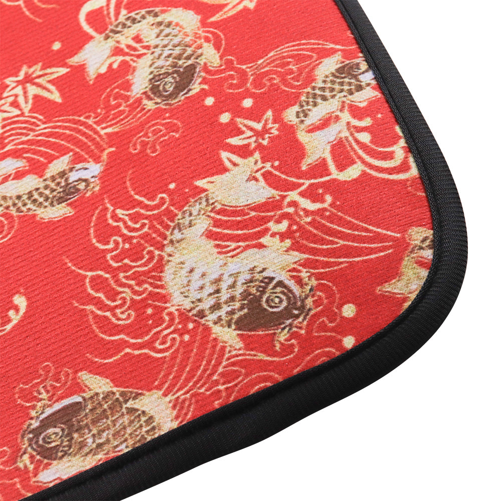 Brand New 4PCS SAKURA KOI FISH Racing Red Fabric Car Floor Mats Interior Carpets