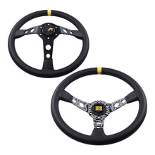 Load image into Gallery viewer, Brand New 350mm 14&quot; Deep Dish Racing Momo Black Steering Wheel PVC Leather Black Spoke