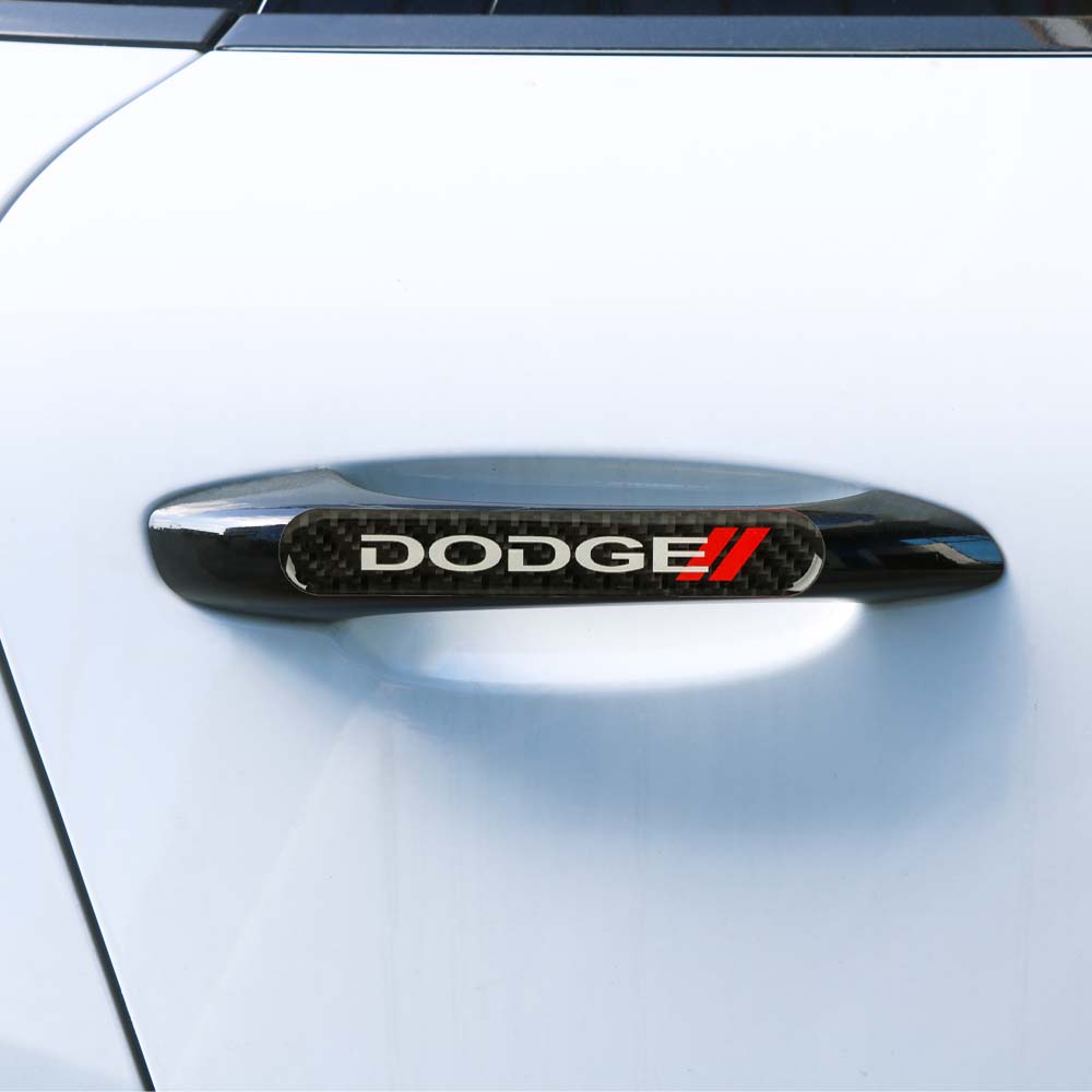 Brand New 2PCS Dodge Real Carbon Fiber Black Car Trunk Side Fenders Door Badge Scratch Guard Sticker