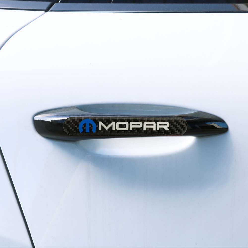 Brand New 4PCS Mopar Real Carbon Fiber Black Car Trunk Side Fenders Door Badge Scratch Guard Sticker