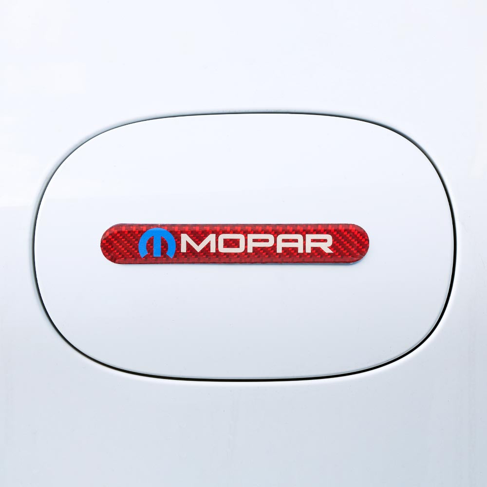 Brand New 1PCS Mopar Real Carbon Fiber Red Car Trunk Side Fenders Door Badge Scratch Guard Sticker