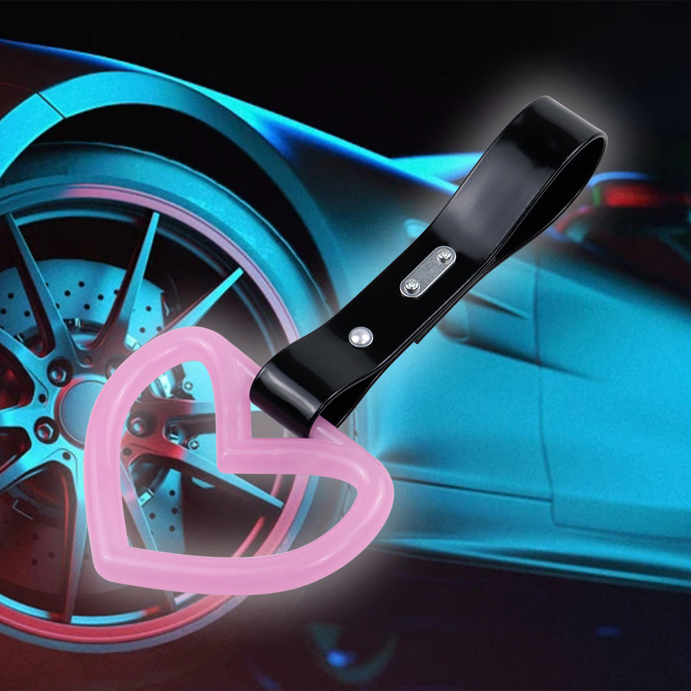 Brand New Heart Pink Handle Black Glow in the Dark JDM TSURIKAWA Ring Subway Train Bus Handle Strap Charm Drift