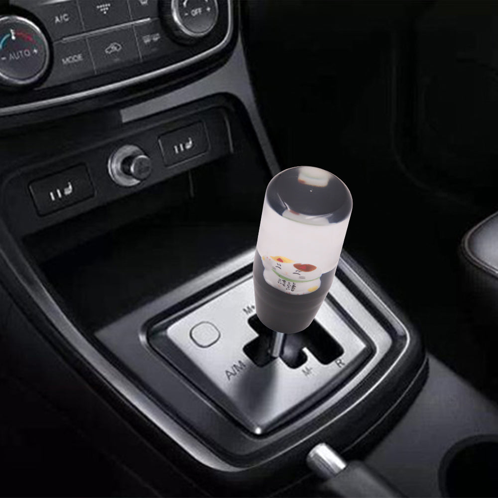 Brand New 1PCS Universal 9CM JDM Clear Fortune Cat Manual Car Black Base Racing Stick Shift Knob M8 M10 M12