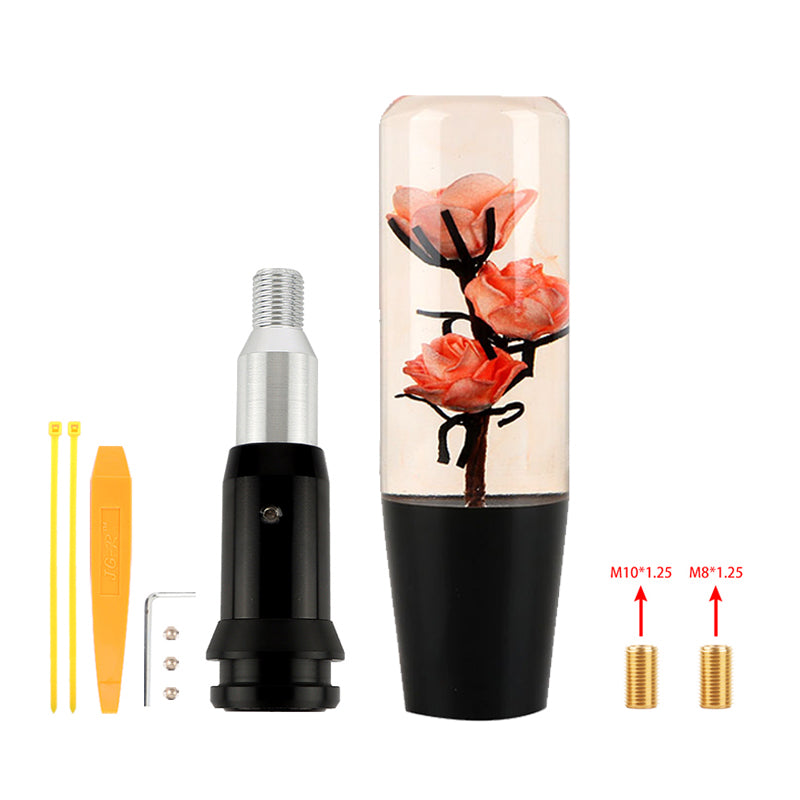 Brand New Universal JDM Crystal Rose Flowers Orange Head Automatic Car Gear Shift Knob shifter