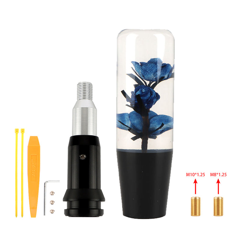 Brand New Universal JDM Crystal Rose Flowers Blue Head Automatic Car Gear Shift Knob shifter