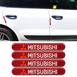 Brand New 4PCS Mitsubishi Real Carbon Fiber Red Car Trunk Side Fenders Door Badge Scratch Guard Sticker