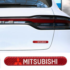 Brand New 1PCS Mitsubishi Real Carbon Fiber Red Car Trunk Side Fenders Door Badge Scratch Guard Sticker