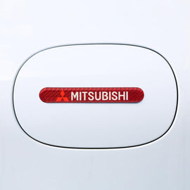 Brand New 1PCS Mitsubishi Real Carbon Fiber Red Car Trunk Side Fenders Door Badge Scratch Guard Sticker