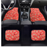 Brand New 4PCS SAKURA KOI FISH Racing Red Fabric Car Floor Mats Interior Carpets