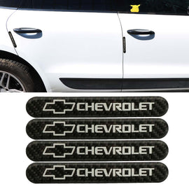 Brand New 4PCS Chevrolet Real Carbon Fiber Black Car Trunk Side Fenders Door Badge Scratch Guard Sticker