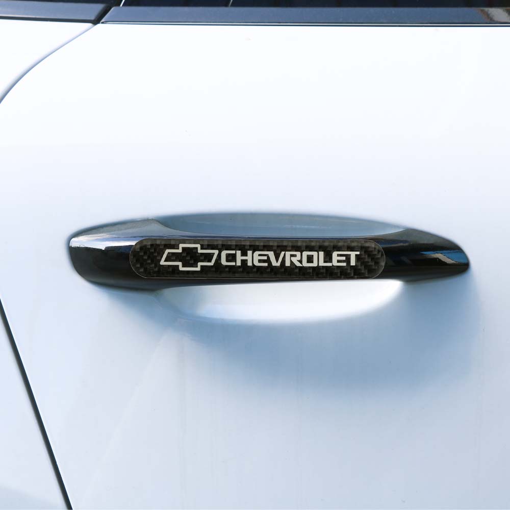 Brand New 2PCS Chevrolet Real Carbon Fiber Black Car Trunk Side Fenders Door Badge Scratch Guard Sticker