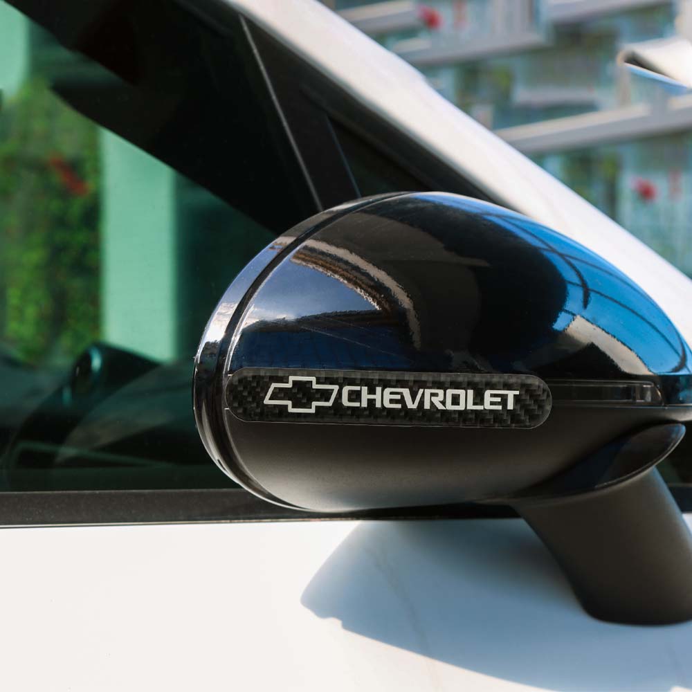Brand New 2PCS Chevrolet Real Carbon Fiber Black Car Trunk Side Fenders Door Badge Scratch Guard Sticker