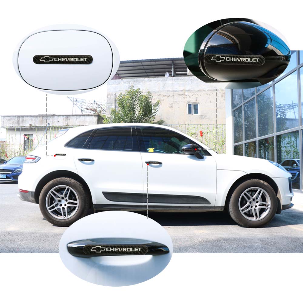 Brand New 2PCS Chevrolet Real Carbon Fiber Black Car Trunk Side Fenders Door Badge Scratch Guard Sticker