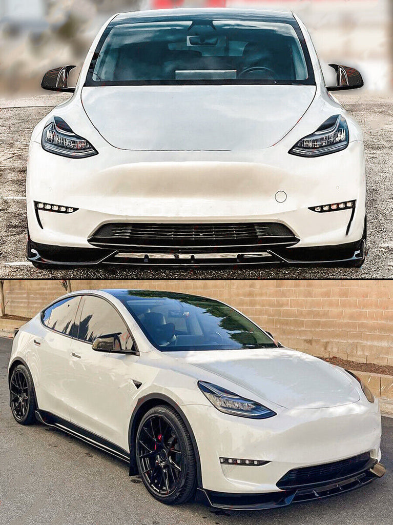 Brand New Real Carbon Fiber M Style Car Side Mirror Add On Cover Caps For 2020-2024 Tesla Model Y