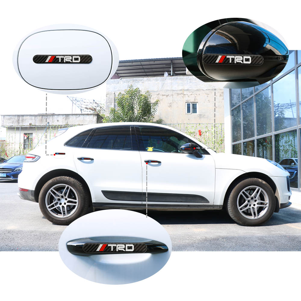 Brand New 4PCS TRD Real Carbon Fiber Black Car Trunk Side Fenders Door Badge Scratch Guard Sticker