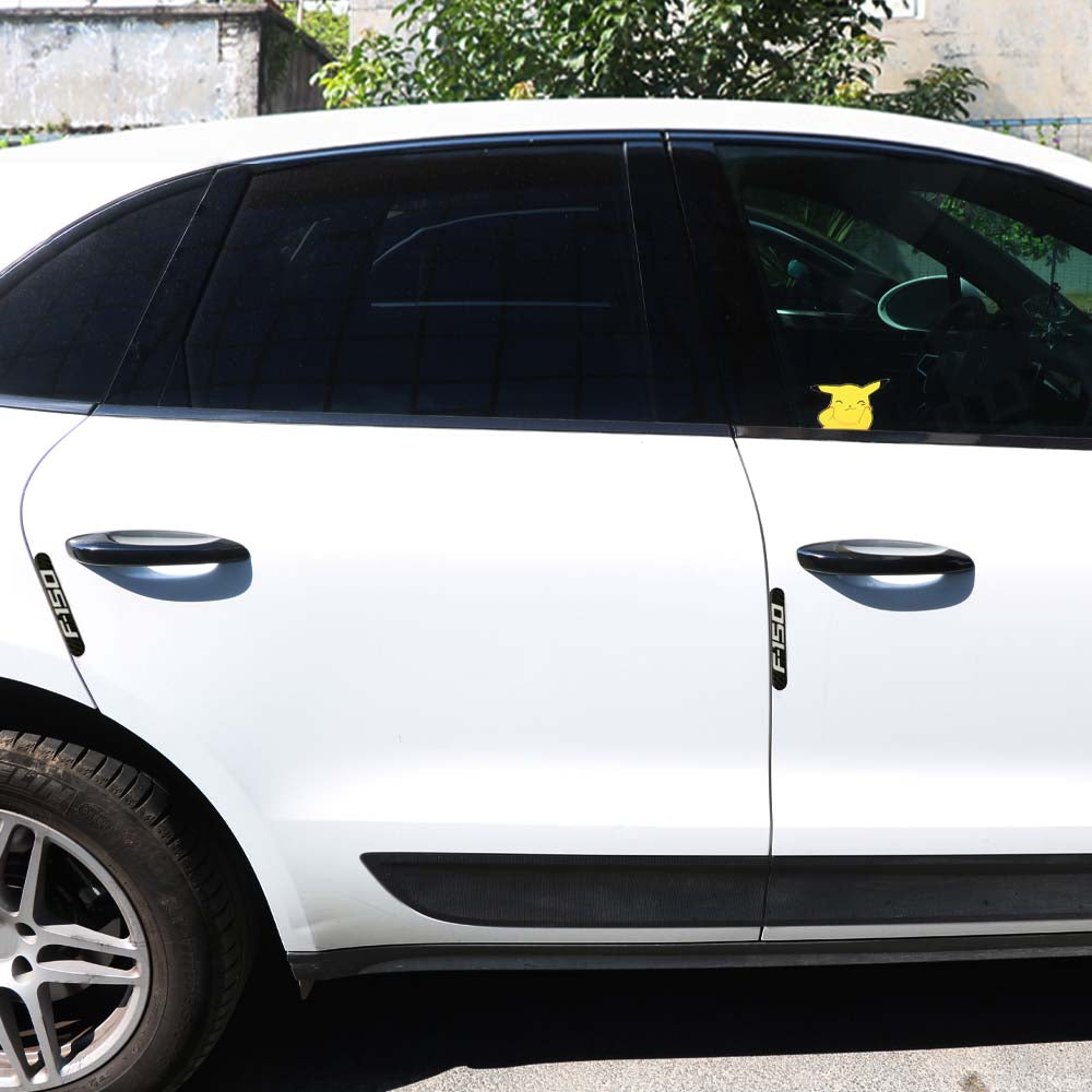 Brand New 2PCS F150 Real Carbon Fiber Black Car Trunk Side Fenders Door Badge Scratch Guard Sticker